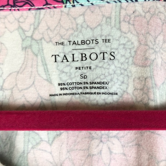 Talbots Tee floral preppy Short Sleeve Stretch Knit T-Shirt size SP - Picture 4 of 6
